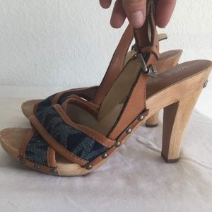 Michael Kors Blue Jean and Wooden heels